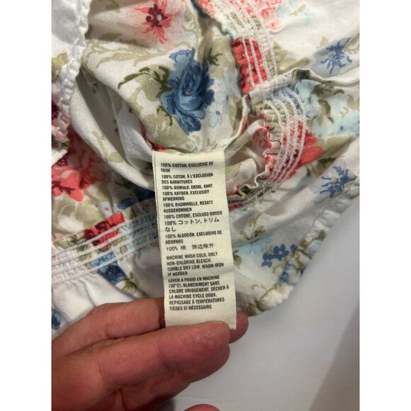 Vintage Y2K Abercrombie & Fitch Womens L Sheer Floral Peasant Top Cottagecore - Picture 6 of 9
